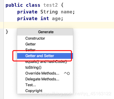 怎么在IDEA中创建getter和setter
