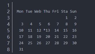 java控制台打印本月的日历