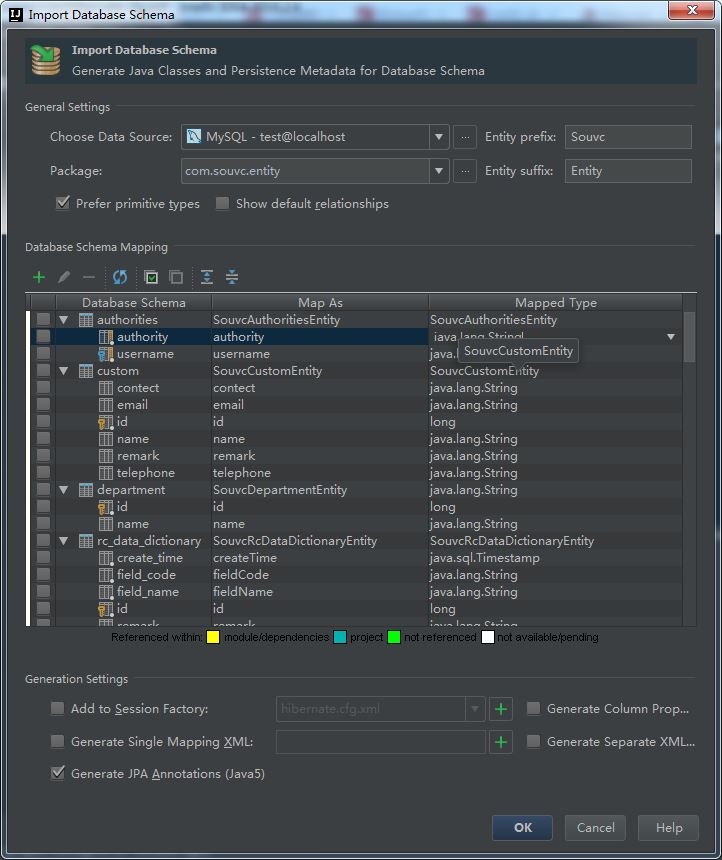 Intellij IDEA怎么通过数据库表生成带注解的实体类