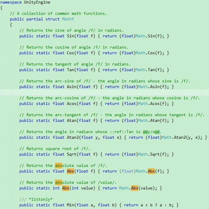 Unity C#中Mathf.Abs()取绝对值性能测试的示例分析