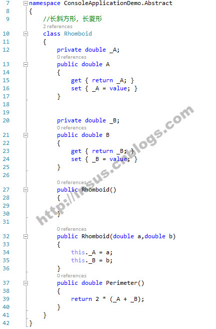 C#的抽象类别的特点