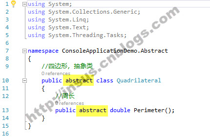 C#的抽象类别的特点