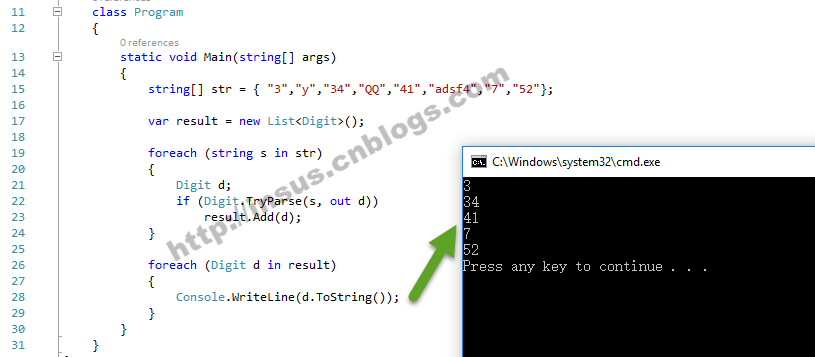 c#如何实现从字符串数组中把数字的元素找出来