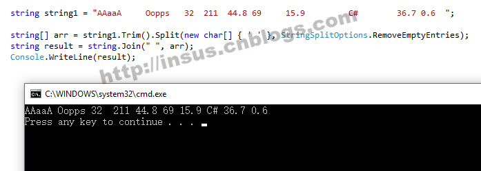 C#字符串中如何去除多余的空格保留一个