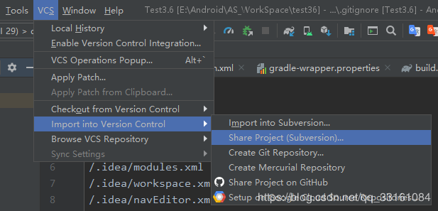 怎么在android studio 3.6项目中配置svn