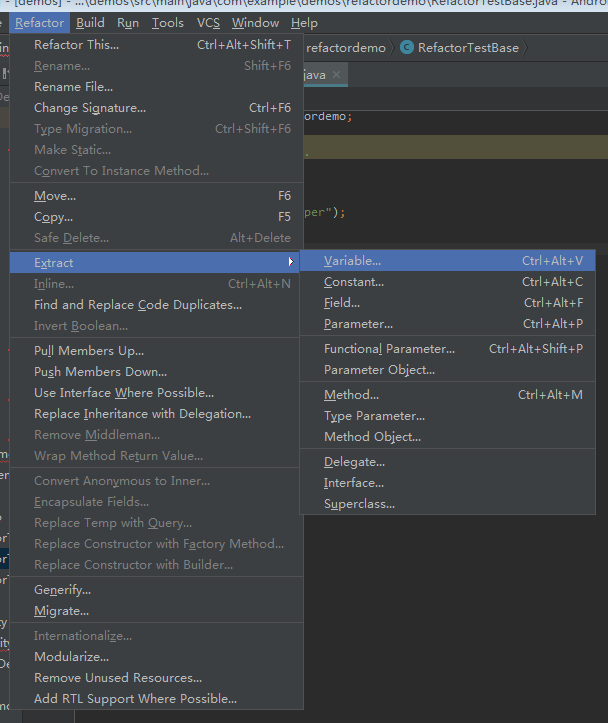 详解AndroidStudio中代码重构菜单Refactor功能