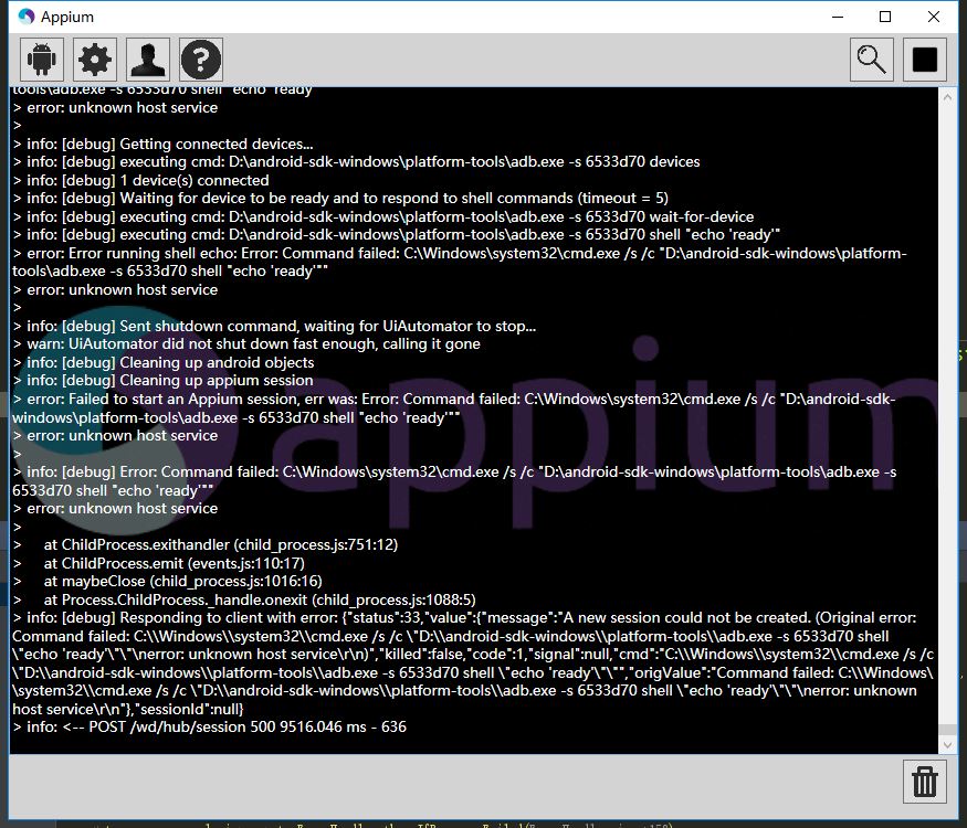 appium運行各種坑爹報錯問題的示例分析