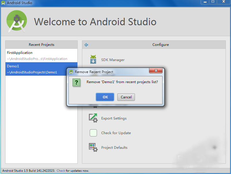 如何在Android studio中刪除Android項目