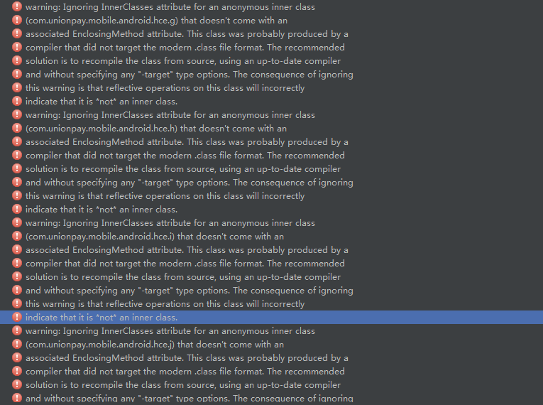 Android开发导入项目报错Ignoring InnerClasses attribute for an anonymous inner class怎么办