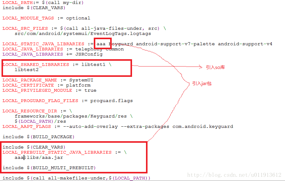 Android.mk引入第三方jar包和so库文件的方法