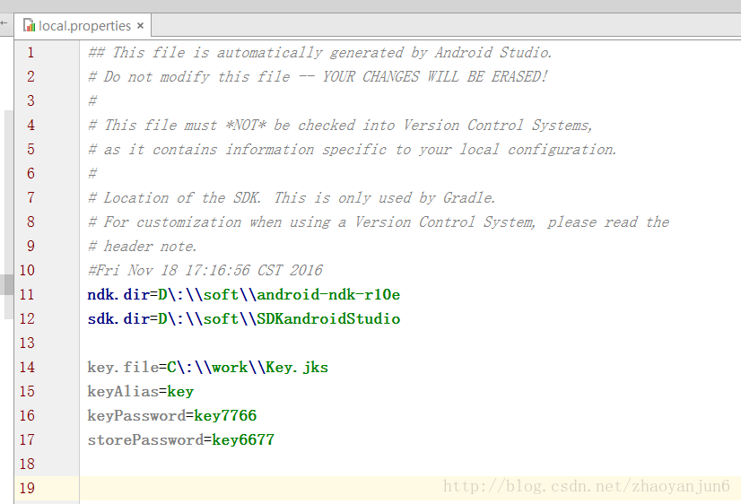 Android local.properties 文件读取实例详解