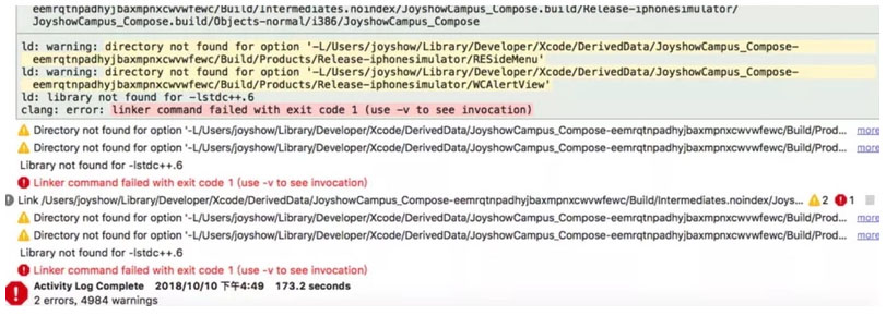 Xcode10升級(jí)導(dǎo)致項(xiàng)目報(bào)錯(cuò)怎么辦