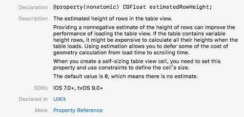 ios11中estimatedRowHeight属性的示例分析