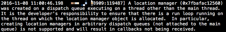 iOS中定位(location manager )出現log日志的解決辦法