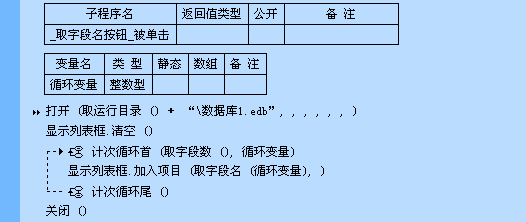 易语言数据库操作之“取字段名”命令的示例分析