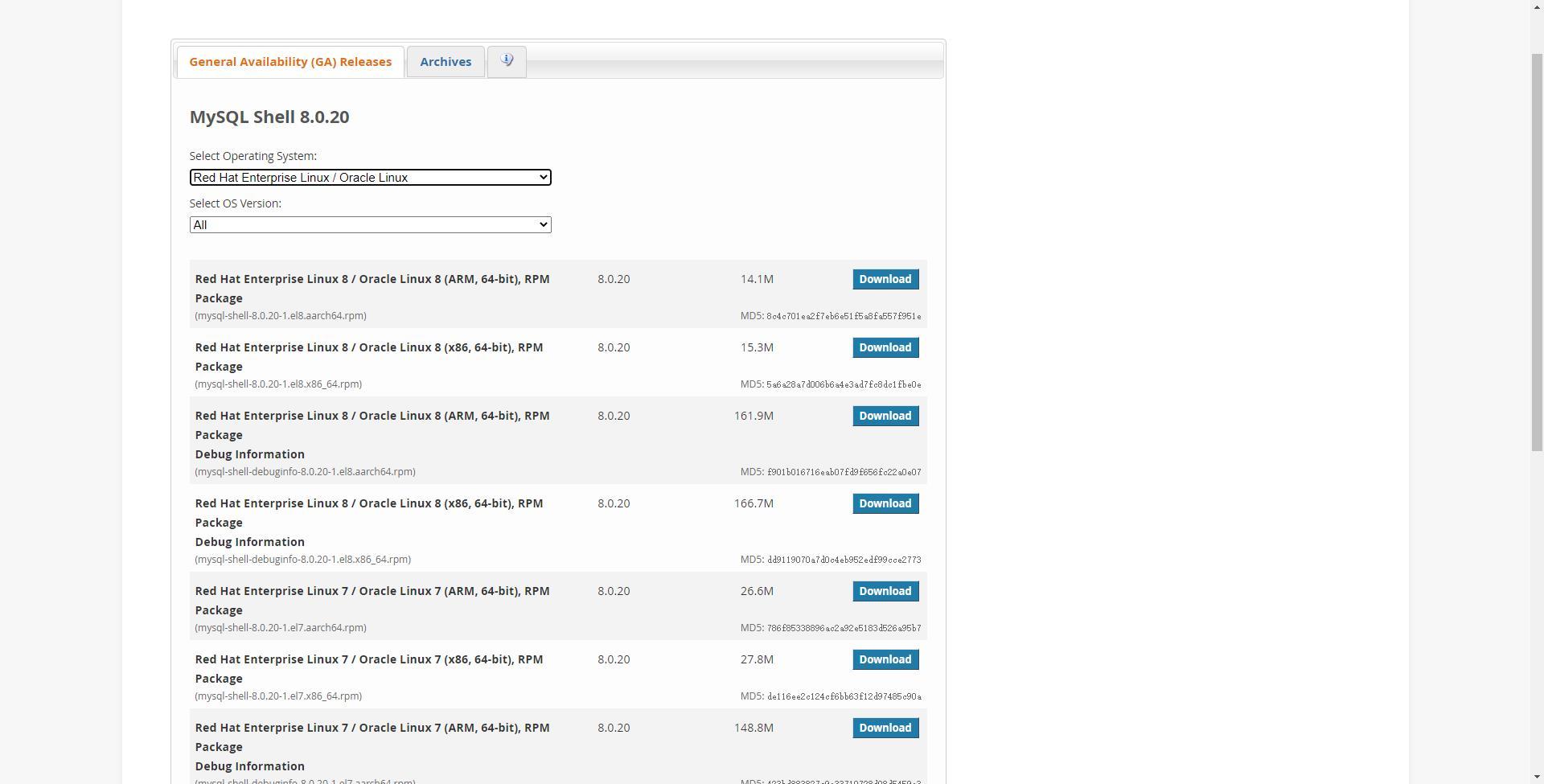 centos mysql show databases