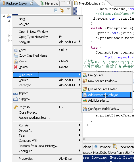 mysql与eclipse建立连接的方法