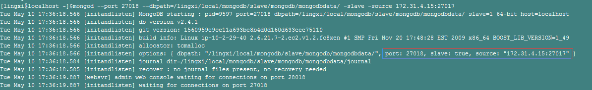 mongodb数据库搭建主从模式的方法