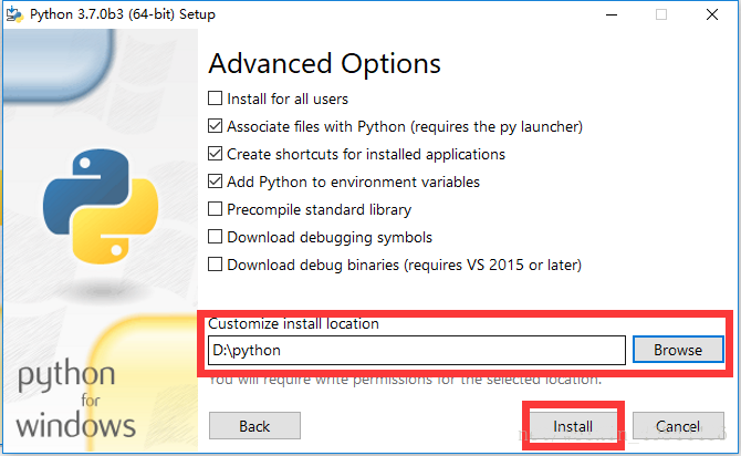 python安装时自定义安装路径的方法