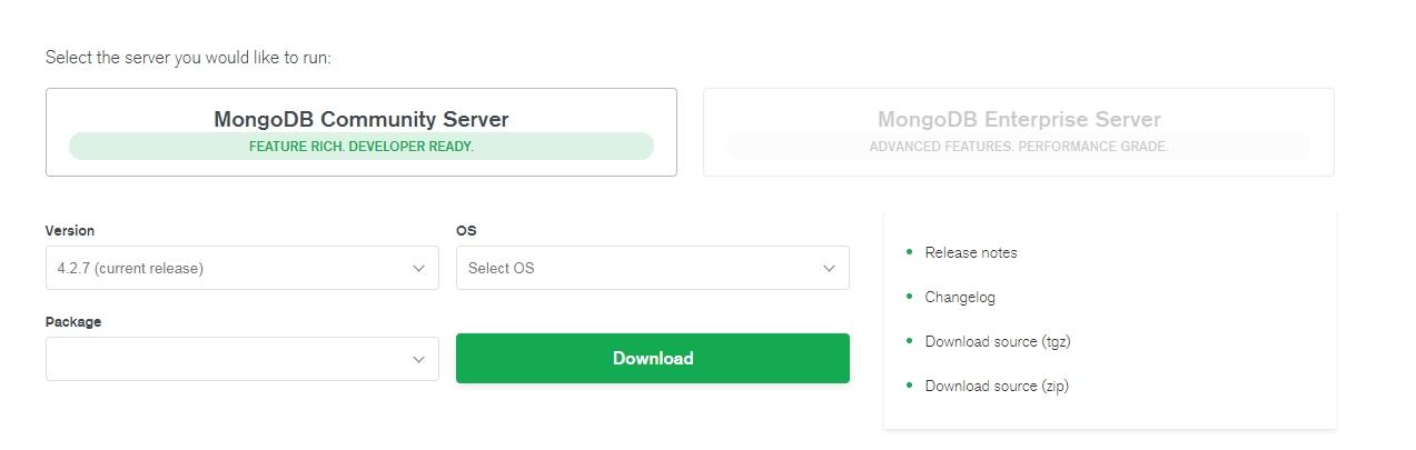 下载mongodb老版本号的方法