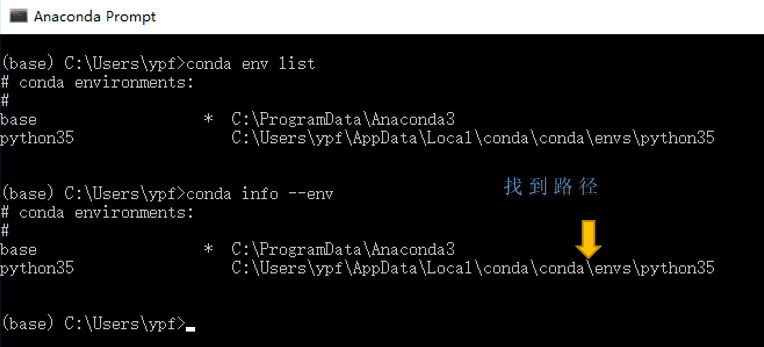 查看anaconda中python环境路径的方法