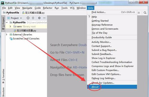 查看pycharm版本的方法