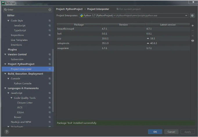 pycharm安装bs4的方法