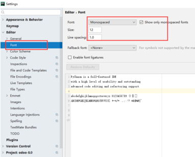 pycharm设置字体的方法