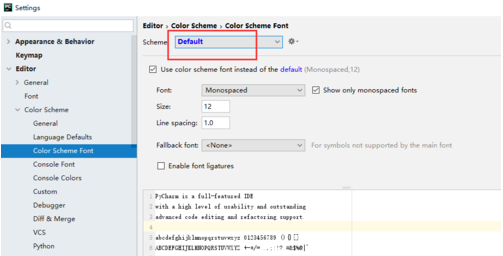 pycharm设置字体的方法