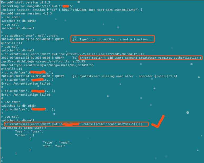 解决mongodb创建用户出错的方法