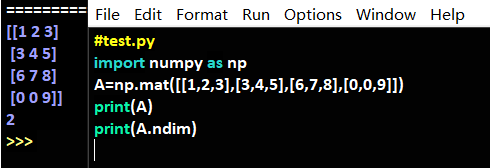 python中查看矩阵维数的方法