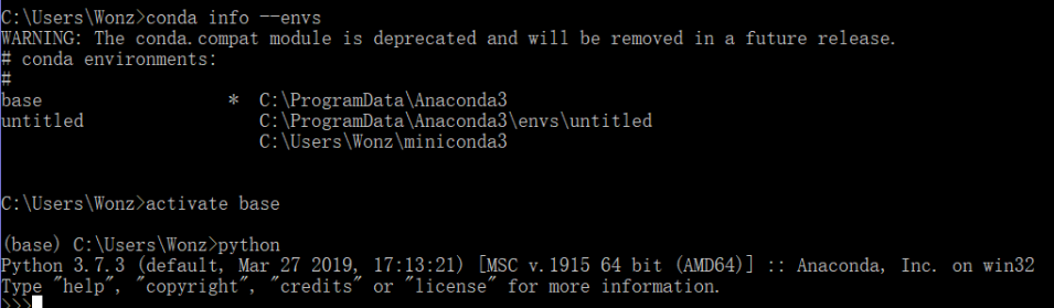 用cmd激活anaconda的python运行环境的步骤