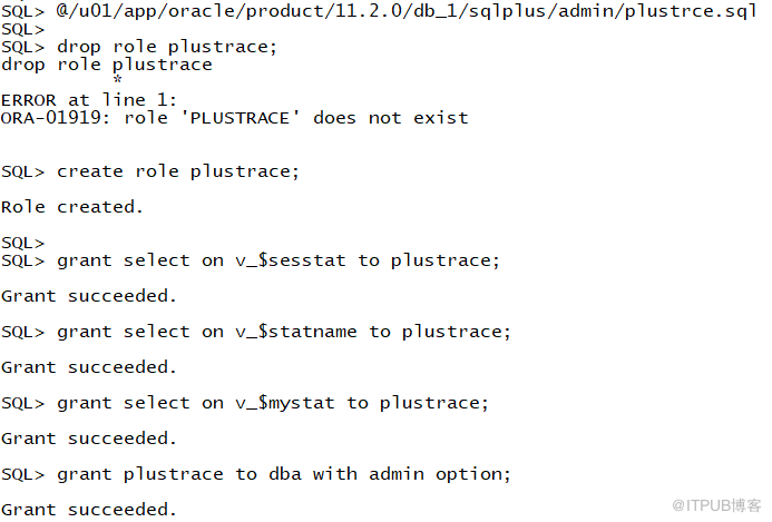 Oracle autotrace 报 SP2-0618 PLUSTRACE role 问题解决