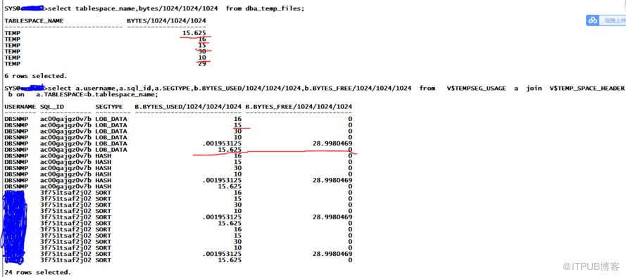 oracle11g如何查詢臨時表空間的使用率和正在使用臨時表空間的用戶