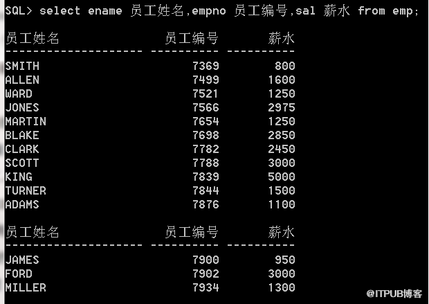 oralce简单条件查询练习