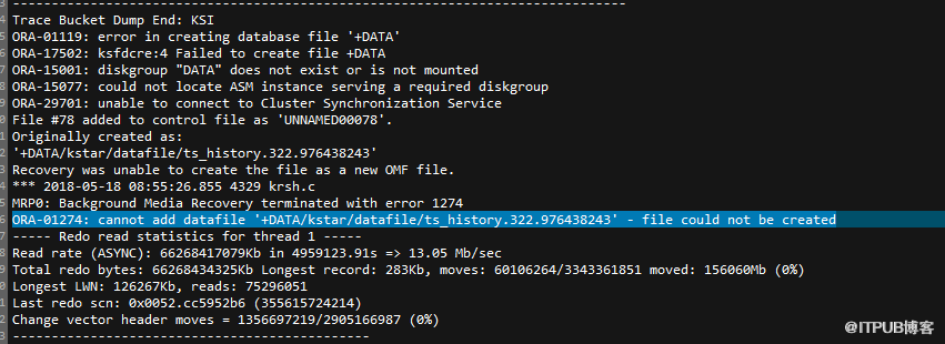DataGuard中主库表空间新增数据文件、备库无法创建报错ORA-01274怎么办