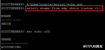 set echo on/off example