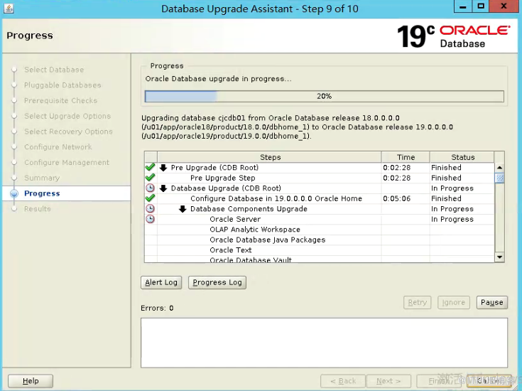 Oracle 18C升级到19C