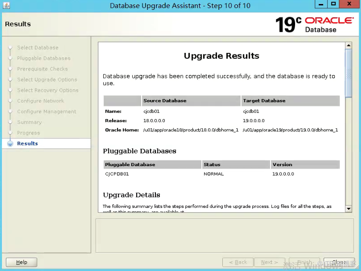 Oracle 18C升级到19C