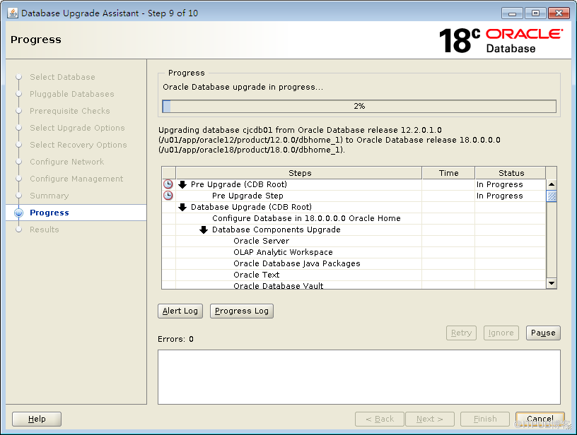 Oracle 12C升级到18C