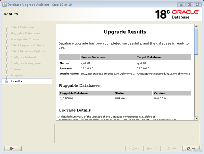 Oracle 12C升级到18C