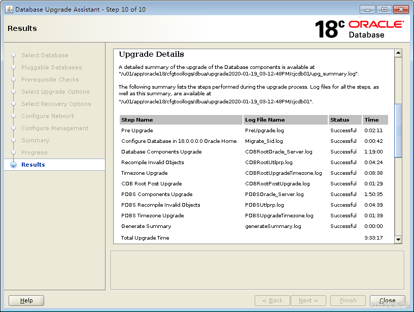 Oracle 12C升级到18C