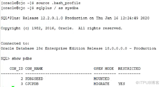 Oracle 12C升级到18C