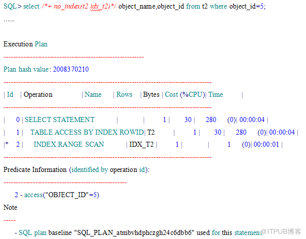 oracle 固定执行计划