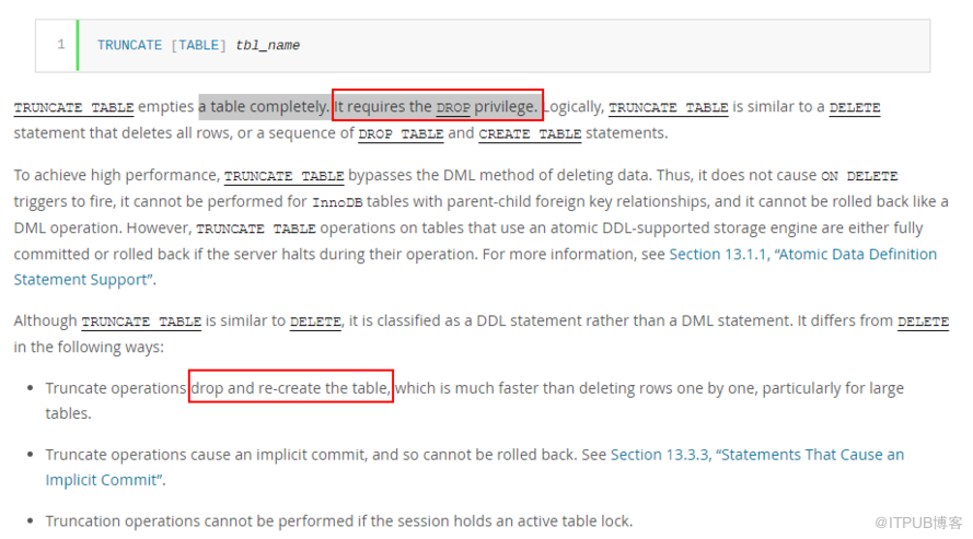 MySQL truncate原理