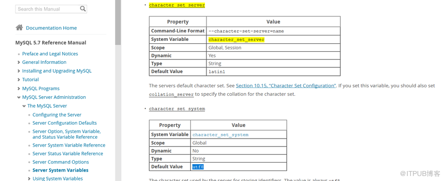 MySQL 不同版本默认字符集