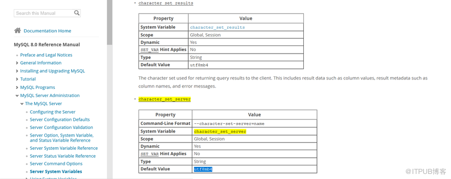 MySQL 不同版本默认字符集