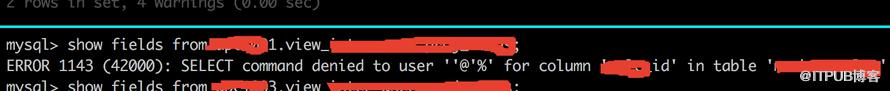 MySQL show fileds from 提示無權(quán)限的示例分析