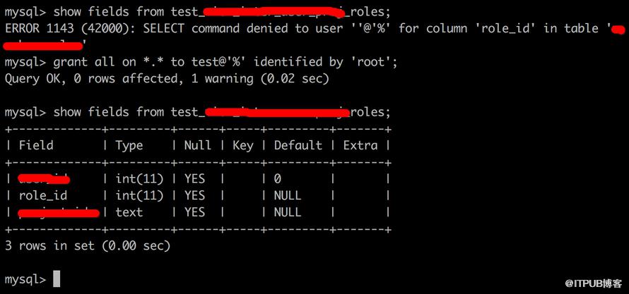 MySQL show fileds from 提示無權(quán)限的示例分析