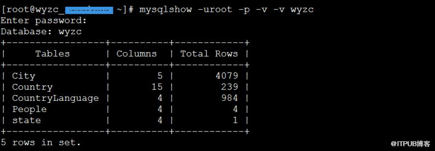 mysqlshow命令的用法介绍